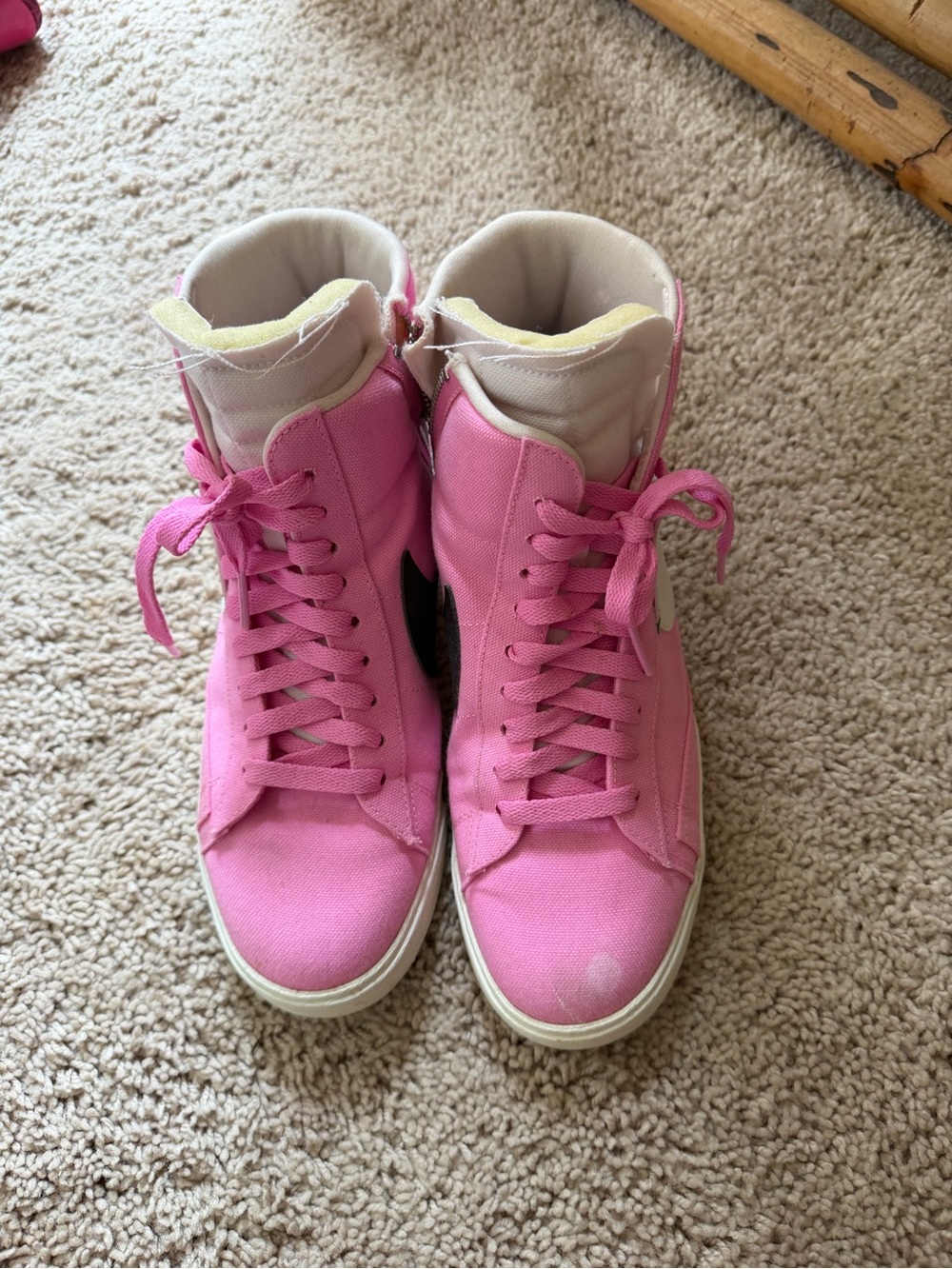 Nike Pink High-Top Canvas Sneakers with Cream Trim
